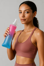 Gourde pliable dégradée rose-bleu — Élégante & ultra-compacte