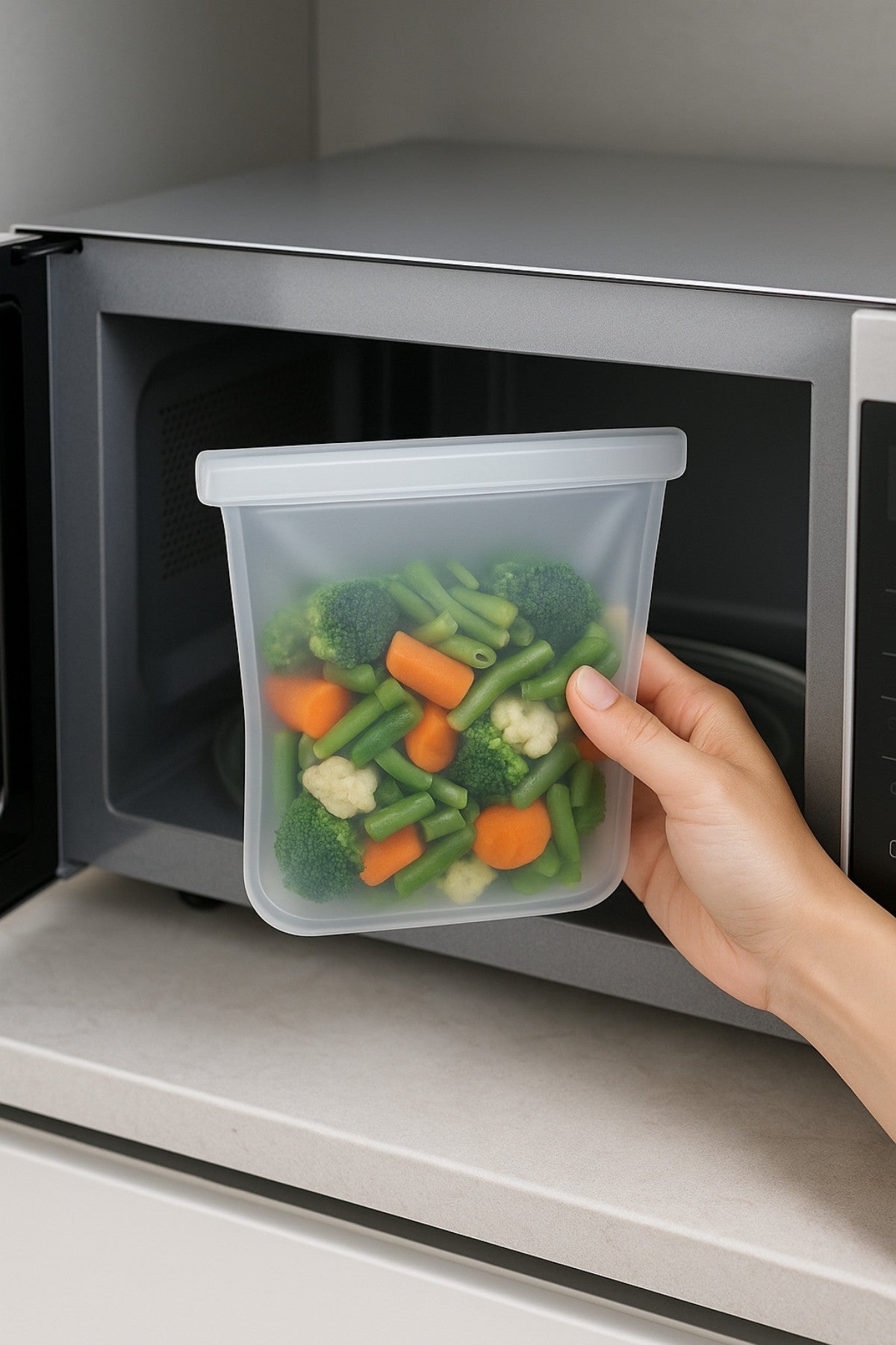 Sachet alimentaire en silicone réutilisable — Étanche, écologique & pratique