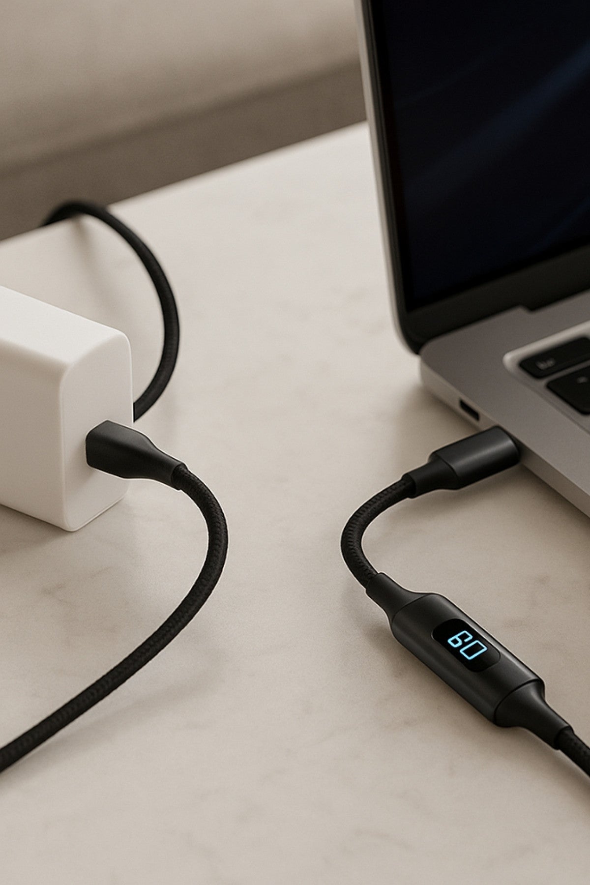 Câble USB-C avec affichage LED — Charge rapide & design intelligent