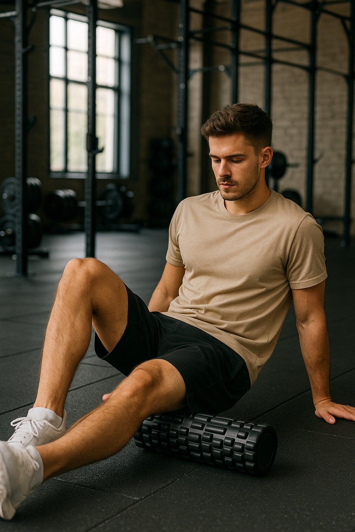 Rouleau de massage mousse noir 45 cm – Détente & récupération musculaire