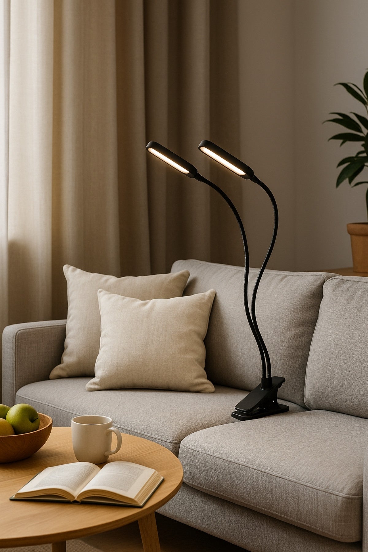 Lampe de bureau LED à pince double-tête — 3 modes couleur & 10 niveaux d’intensité