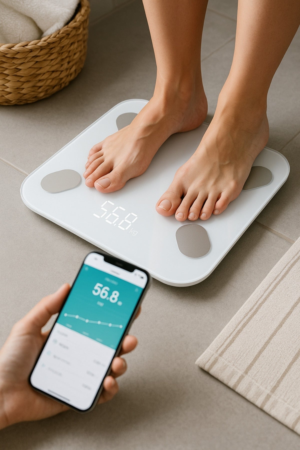 Balance connectée Bluetooth intelligente — Design blanc minimaliste