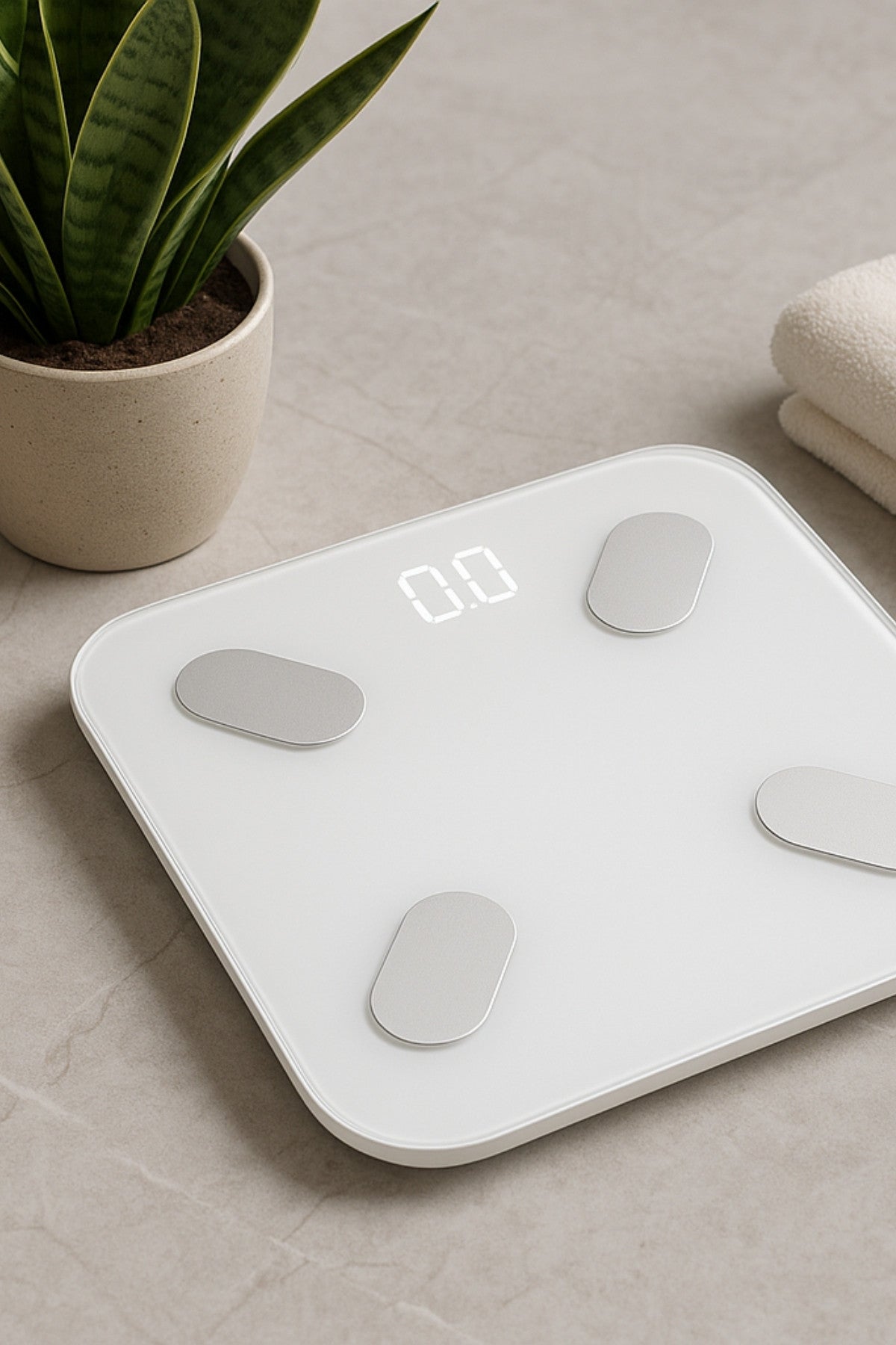 Balance connectée Bluetooth intelligente — Design blanc minimaliste